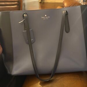 kate spade two tone blue Leather Bag Tag with Logo tag